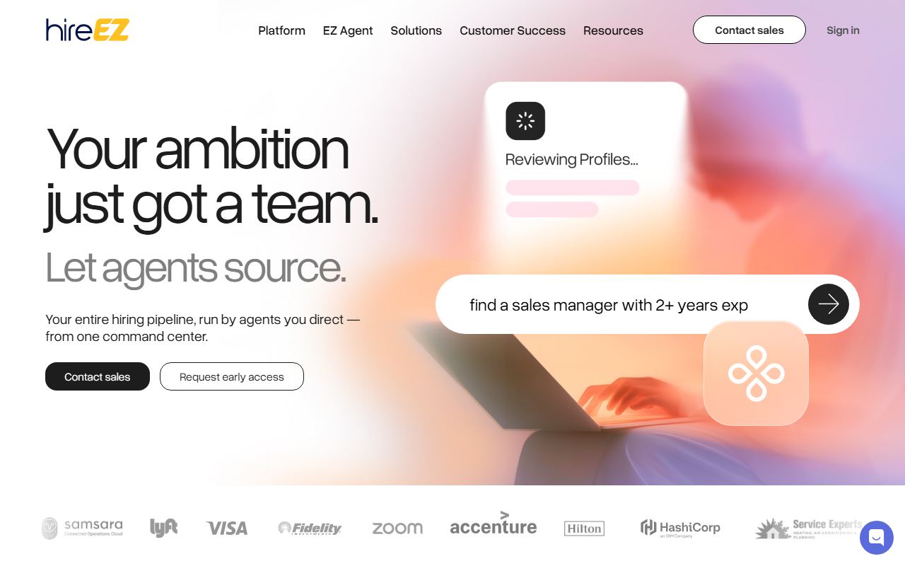 Screenshot of HireEZ official website