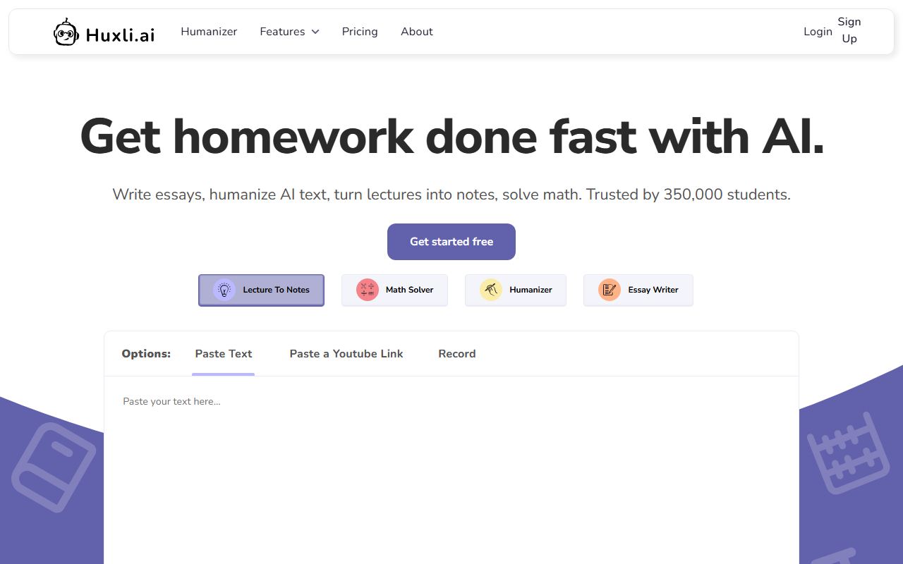 Screenshot of Huxli.ai official website