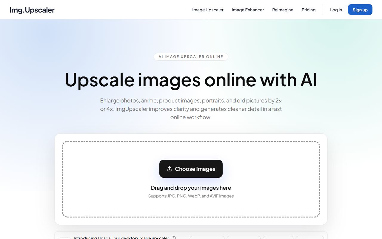 Screenshot of Img.Upscaler official website