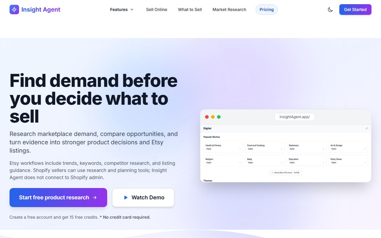 Screenshot of InsightAgent official website