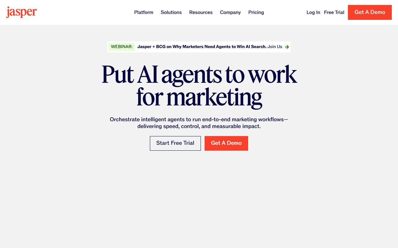 Screenshot of Jasper official website