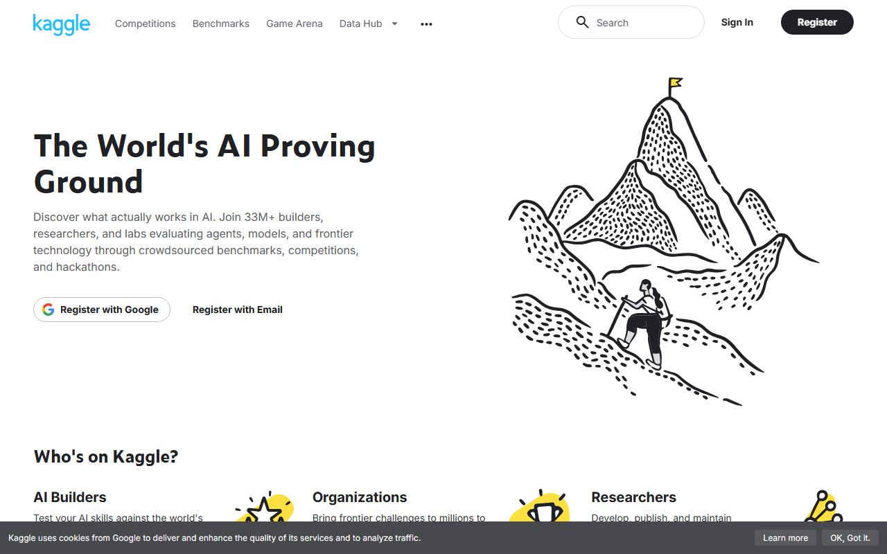 Screenshot of Kaggle official website