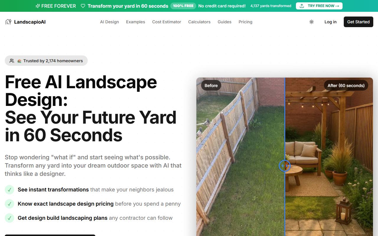 Screenshot of LandscapioAI official website