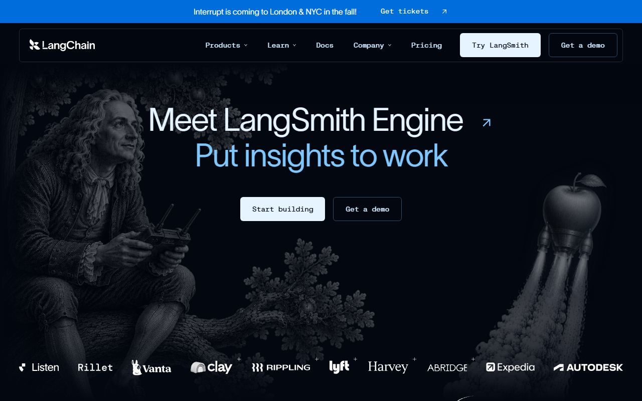 Screenshot of LangChain official website