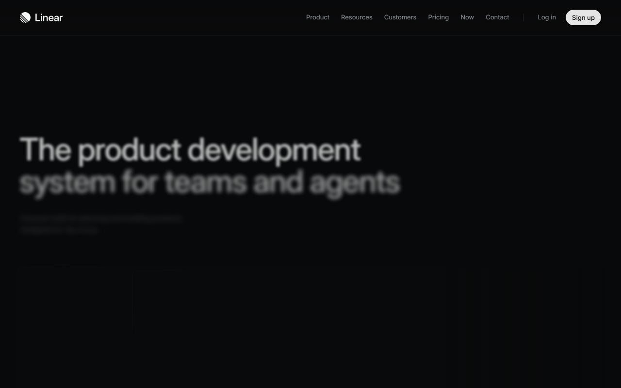 Screenshot of Linear official website
