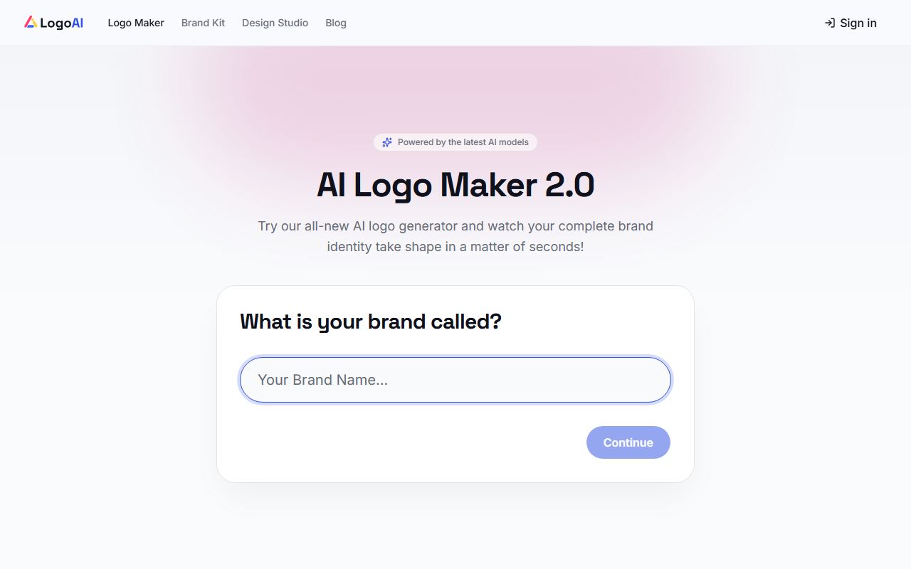 Screenshot of LogoAi official website