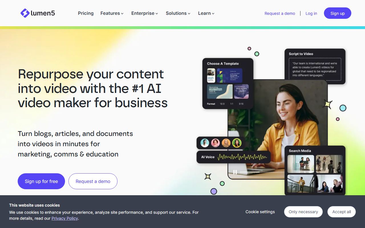 Screenshot of Lumen5 official website
