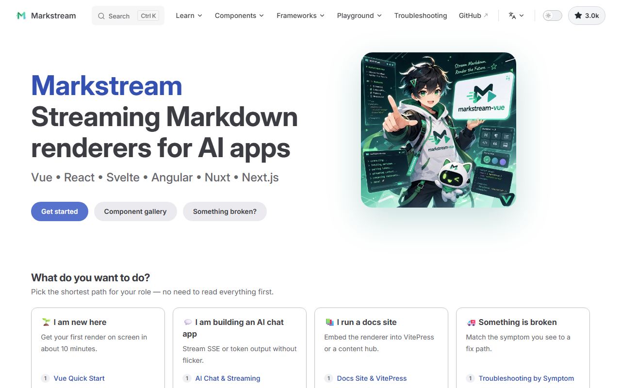 Screenshot of Markstream official website