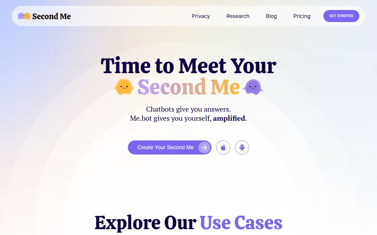 Screenshot of Me.bot official website