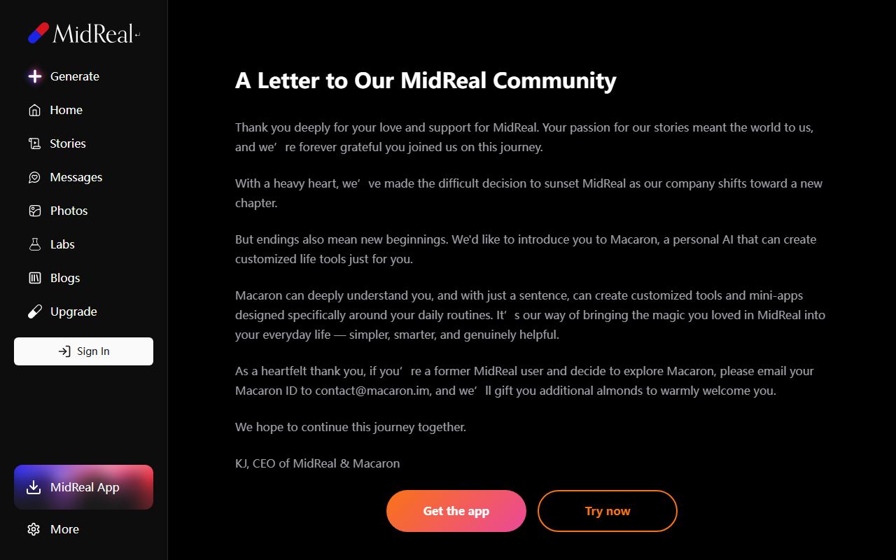 Screenshot of MidReal official website