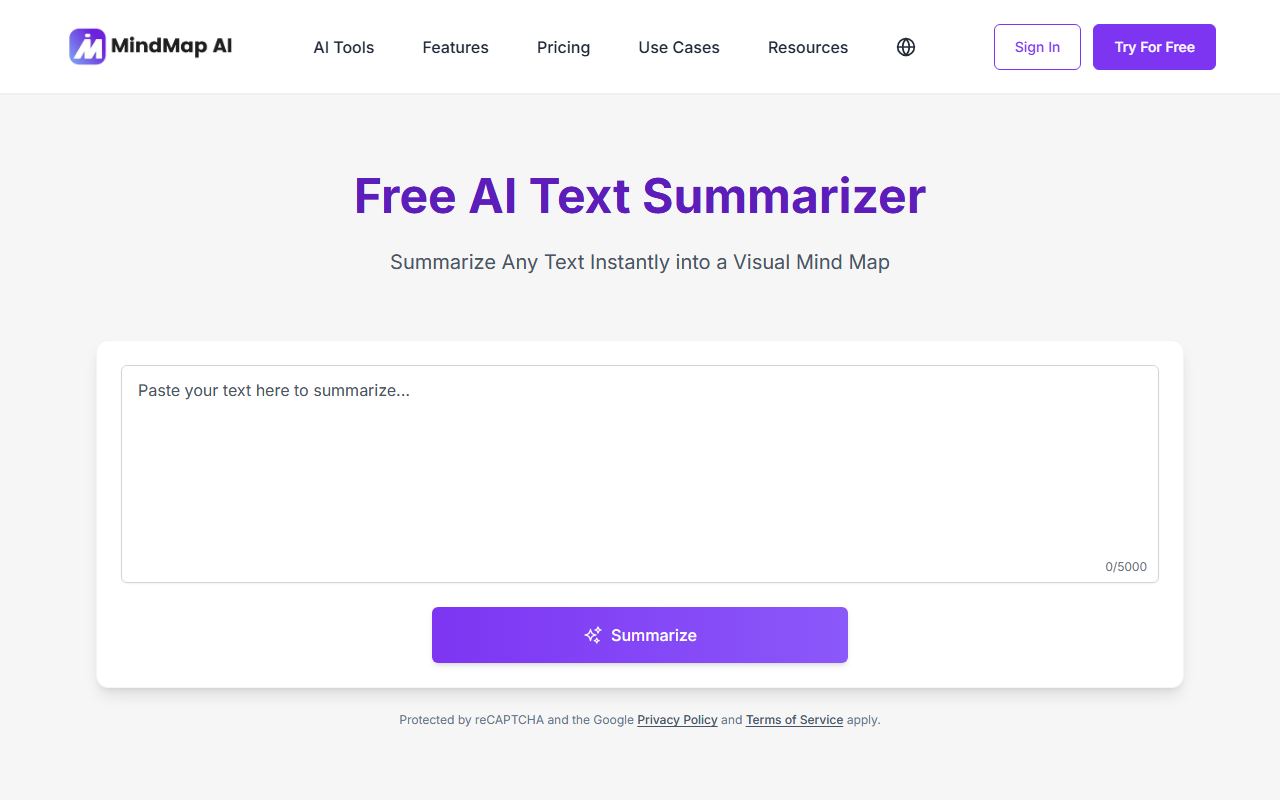 Screenshot of MindMap AI official website