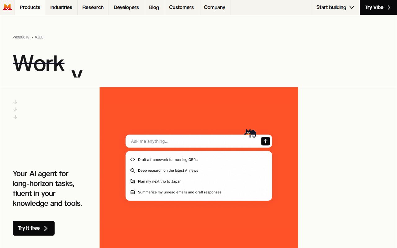 Screenshot of Mistral Vibe official website