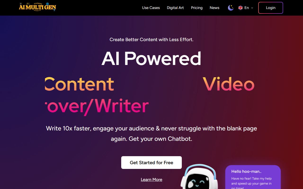 Screenshot of Multi Gen official website