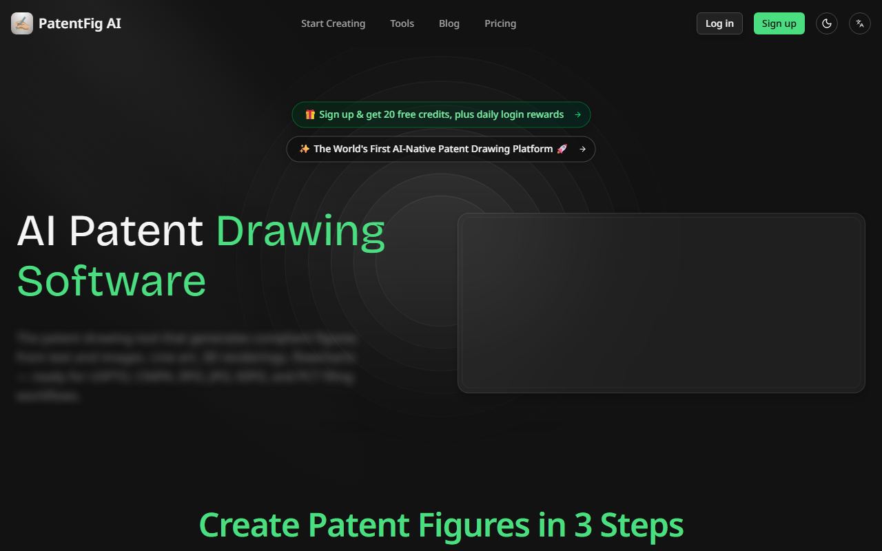 Screenshot of Patentfig AI official website