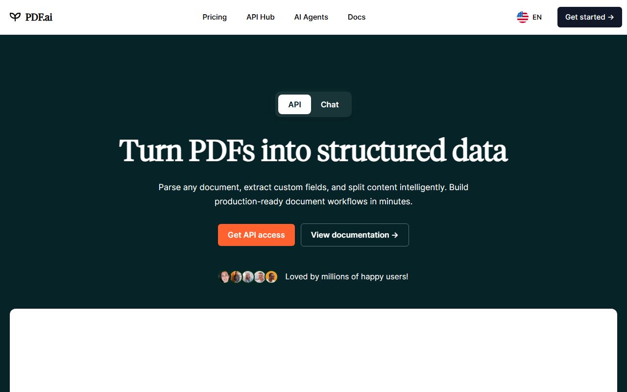 Screenshot of PDF.ai official website