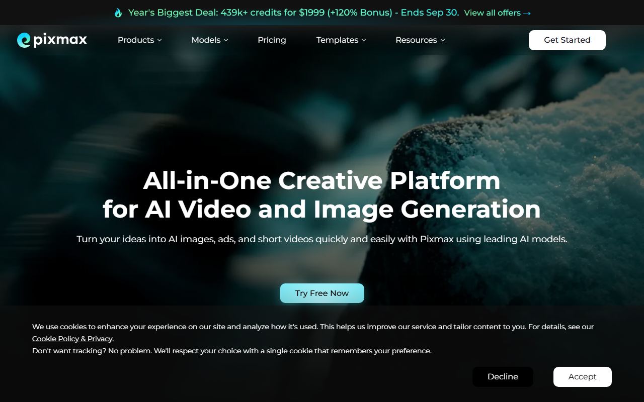 Screenshot of Pixmax official website