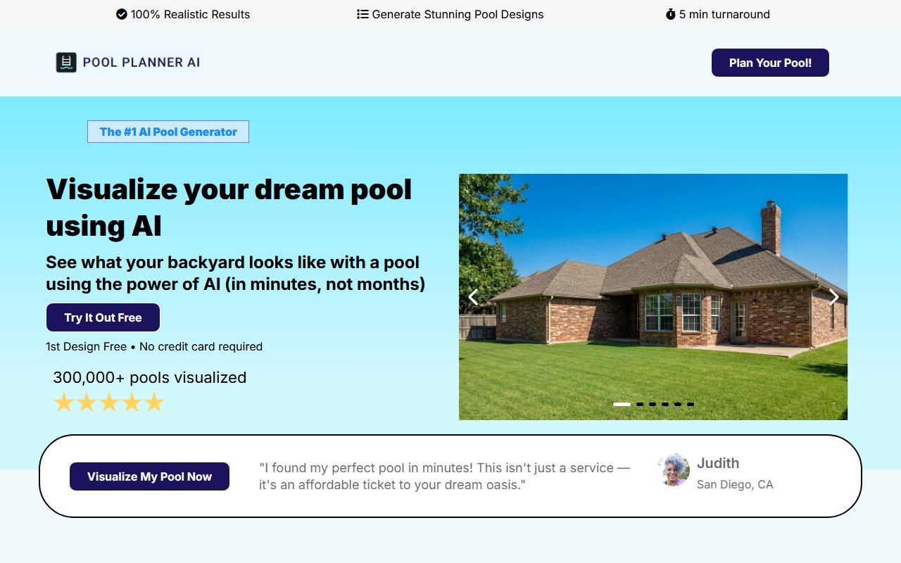 Screenshot of Pool Planner AI official website