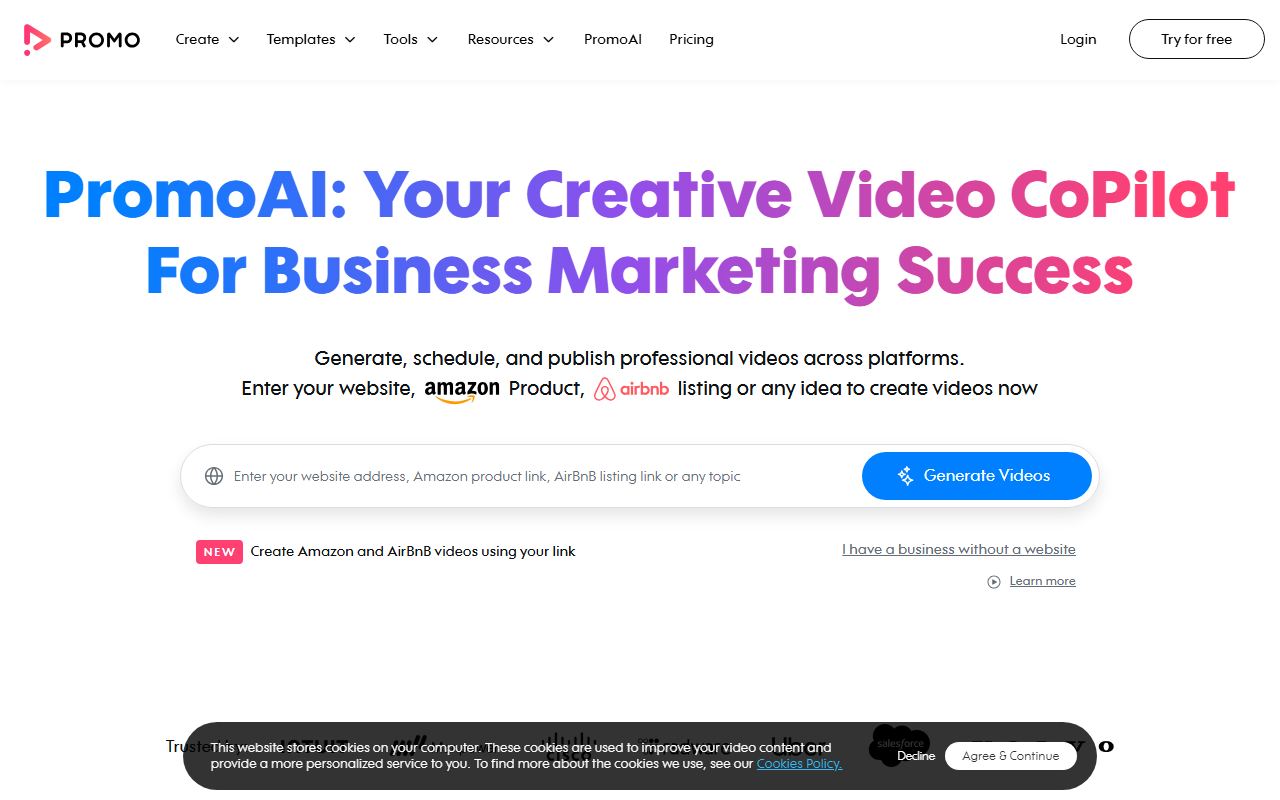 Screenshot of Promo.com official website