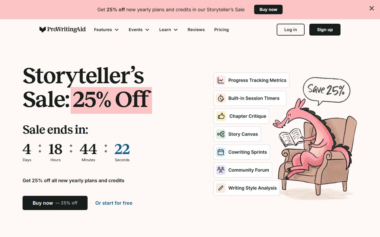 Screenshot of ProWritingAid official website