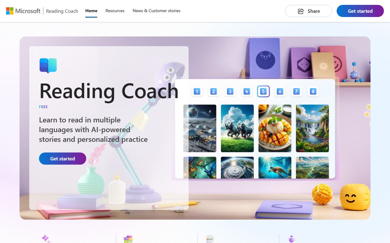 Screenshot of Reading Coach official website