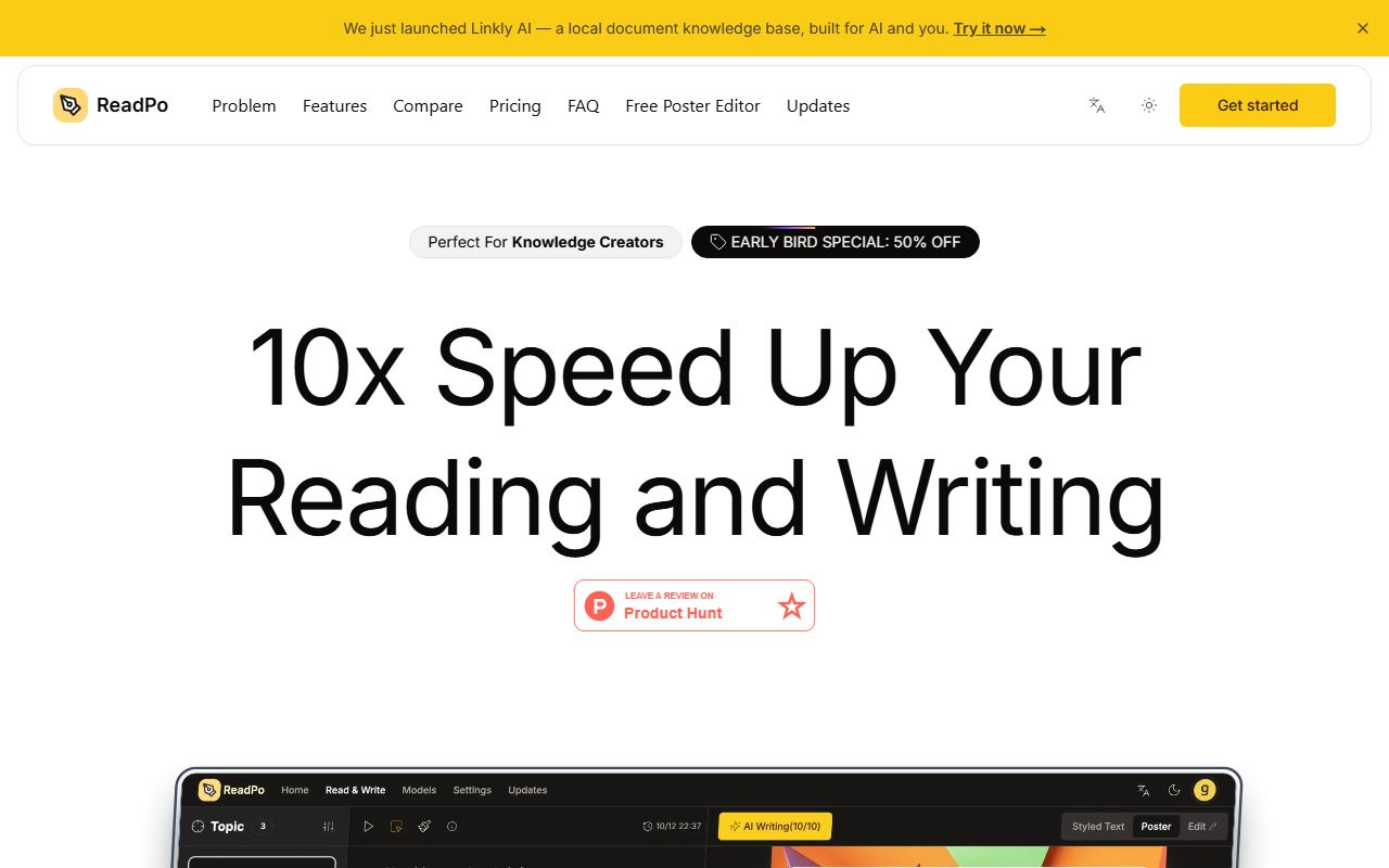 Screenshot of ReadPo official website