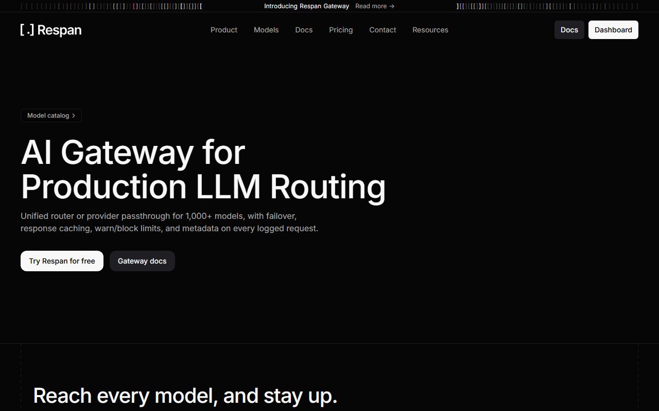 Screenshot of Respan official website