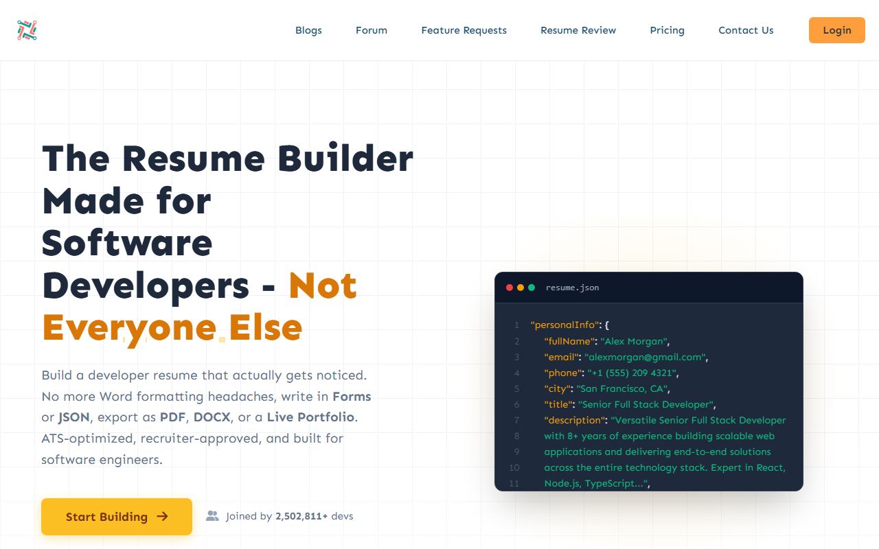 Screenshot of Resumemind official website