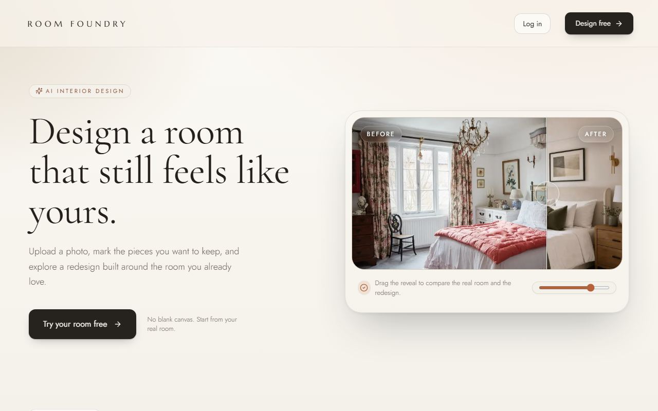 Screenshot of RoomFoundry official website