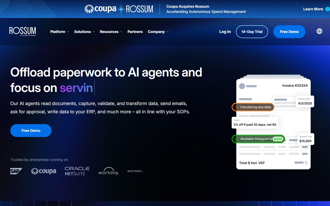 Screenshot of Rossum.ai official website