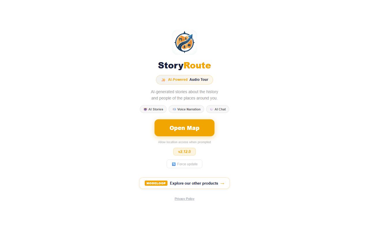 Screenshot of StoryRoute official website