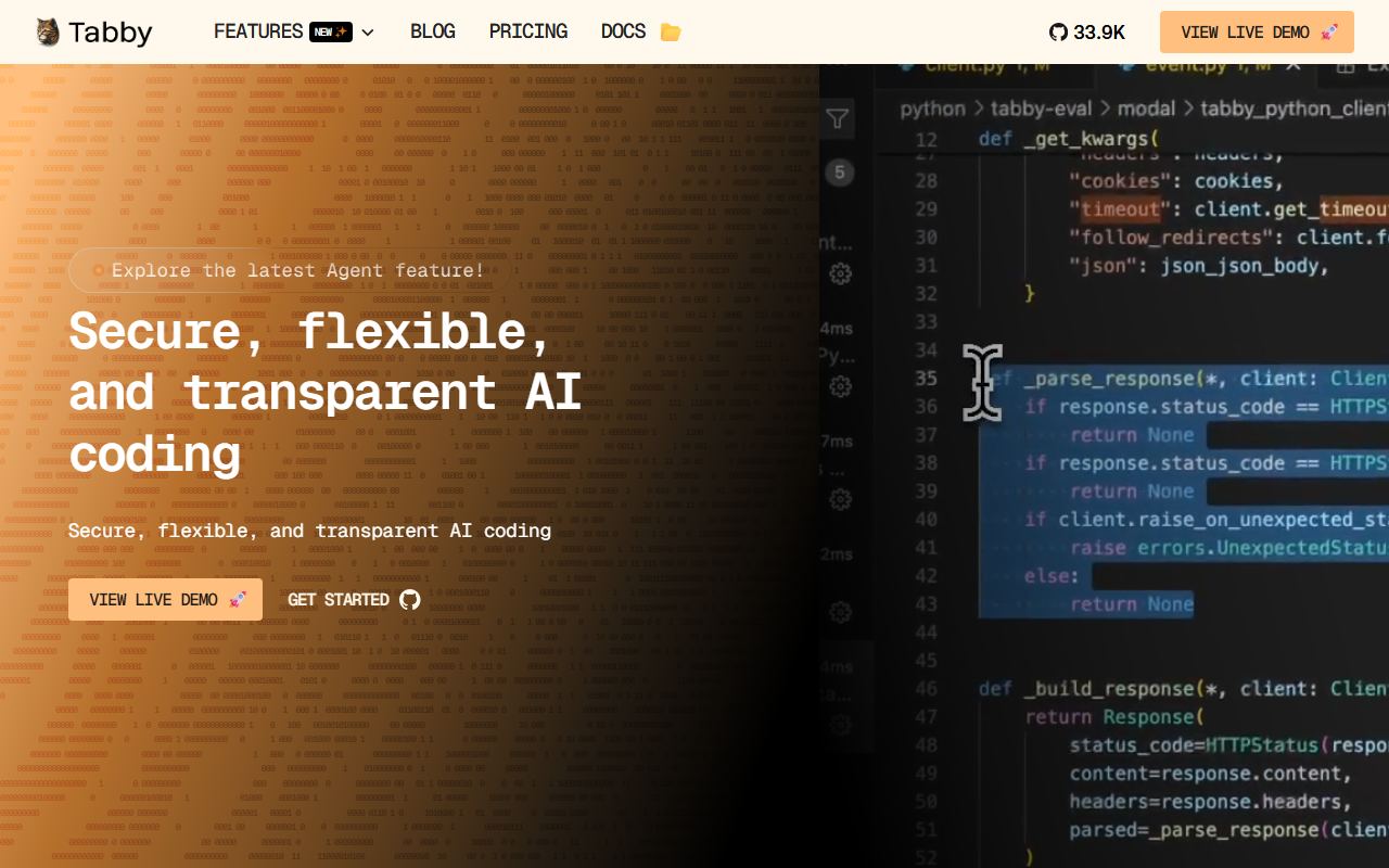 Screenshot of Tabby official website