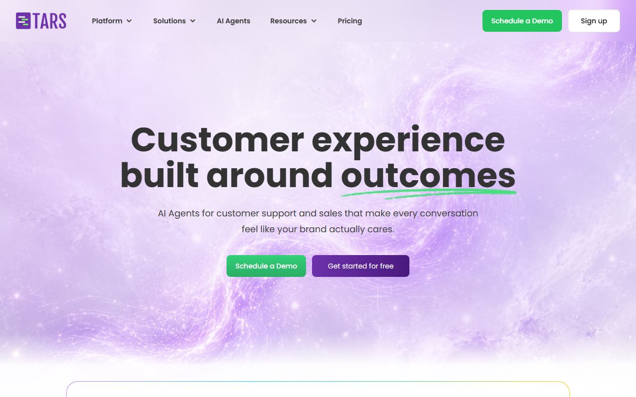 Screenshot of Tars official website