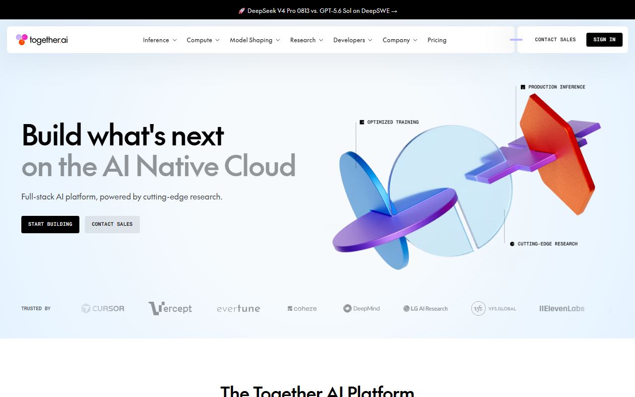 Screenshot of Together AI official website