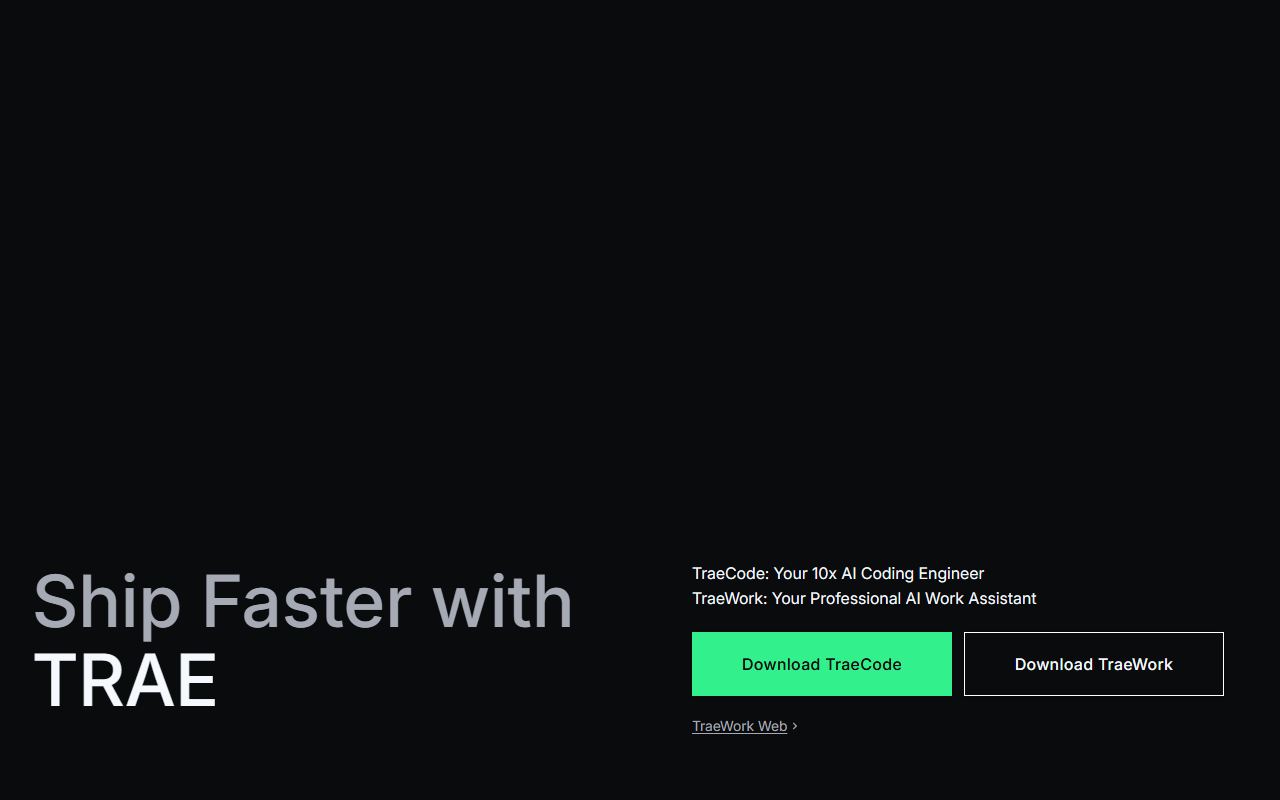 Screenshot of Trae official website