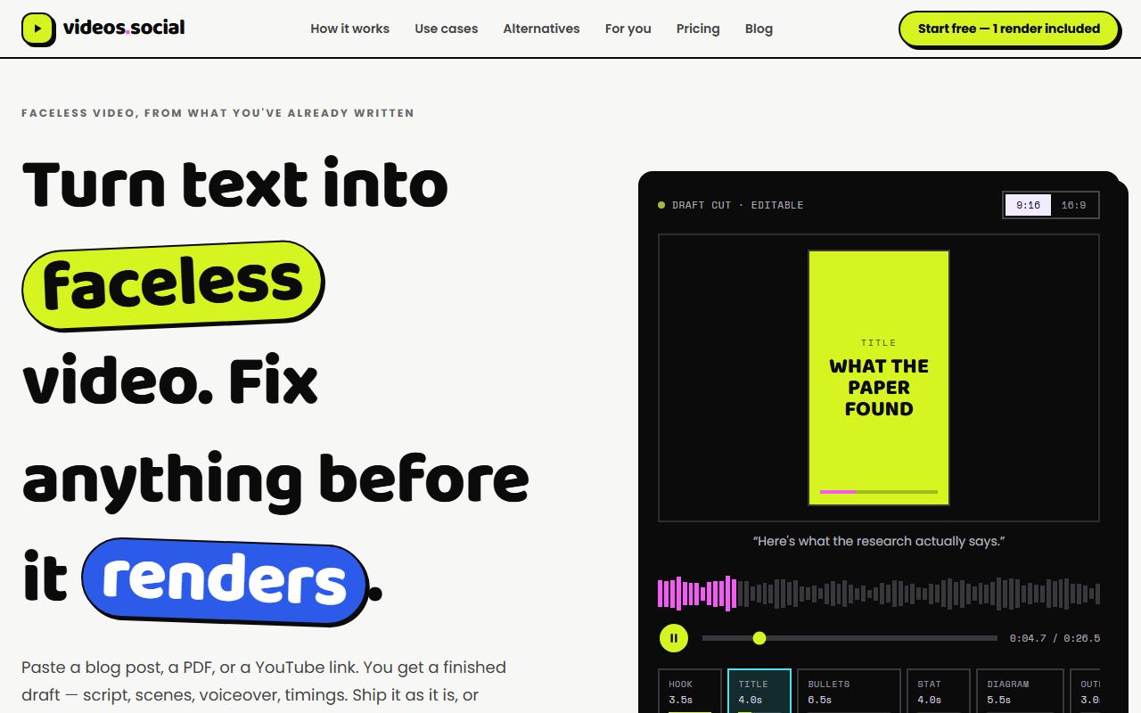Screenshot of videos.social official website