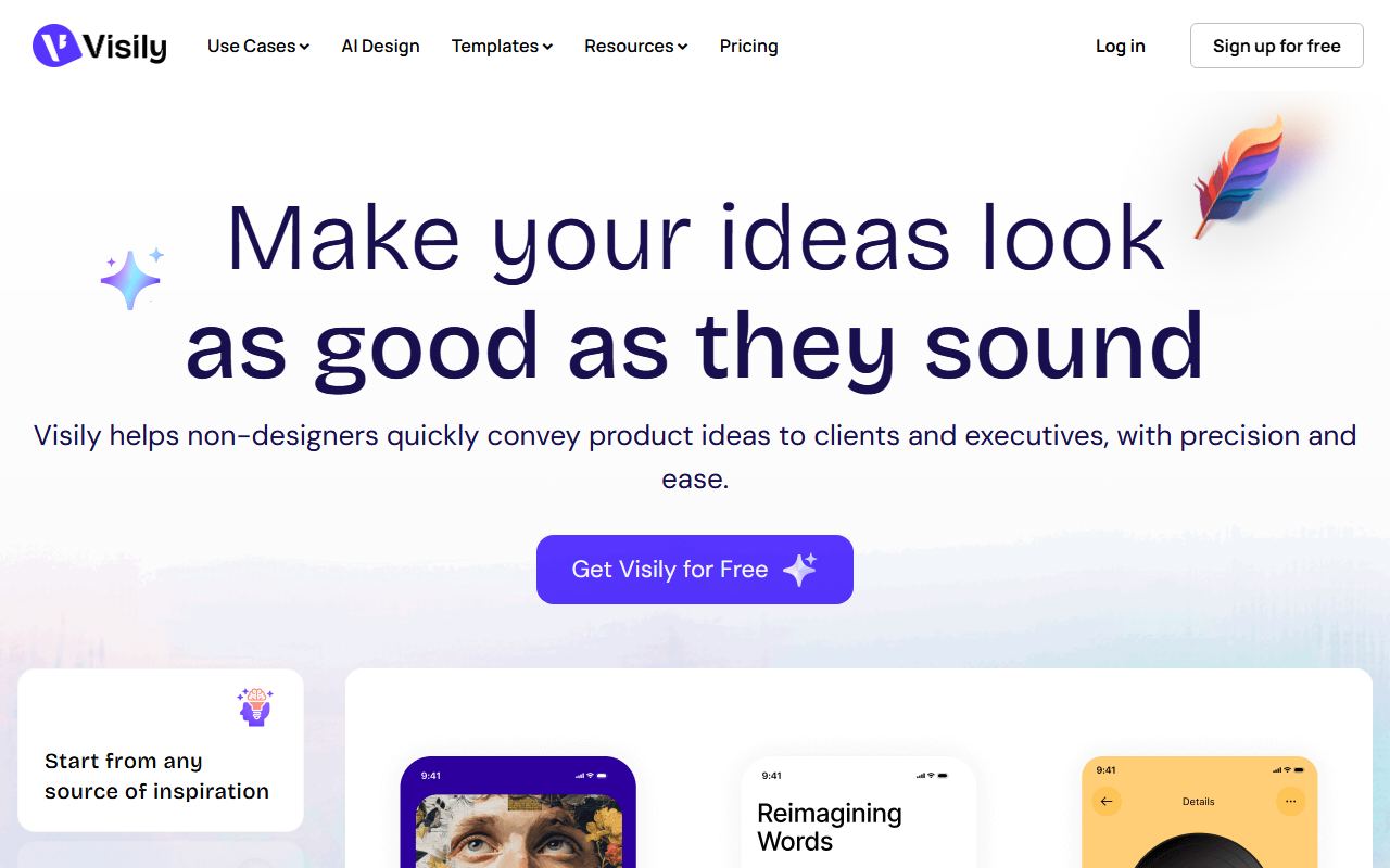 Screenshot of Visily official website